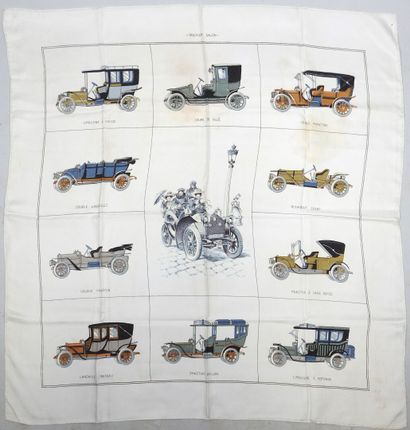 Cream silk scarf decorated with 