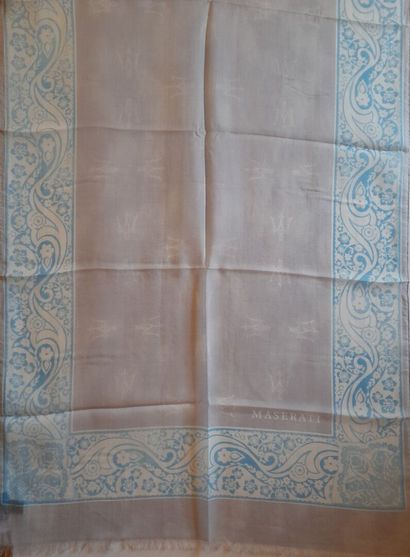 MASERATI.
Cotton and silk fringed scarf decorated...