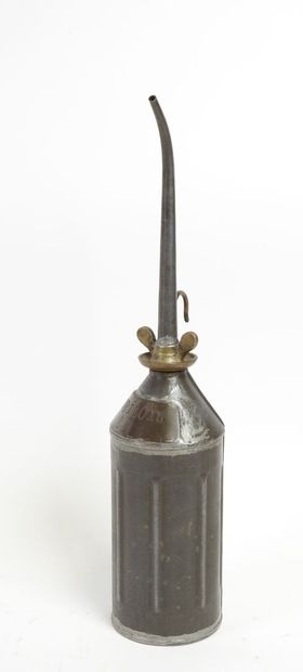 BP-Mobiloil tin-plate and brass cruet, circa...