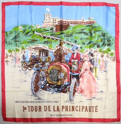 Silk scarf decorated with an automobile 