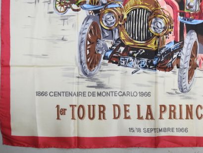 Silk scarf decorated with an automobile 