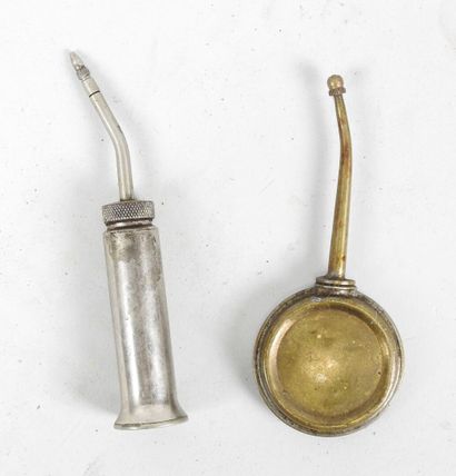 Set of 2 antique brass and nickel-plated...