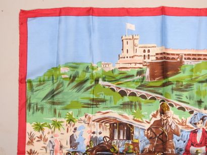 Silk scarf decorated with an automobile 