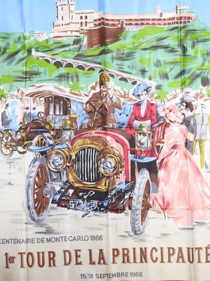 Silk scarf decorated with an automobile 