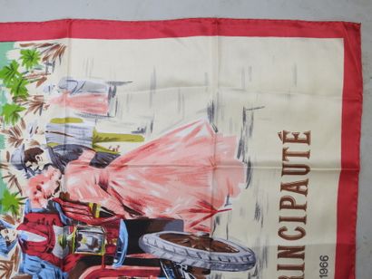 Silk scarf decorated with an automobile 