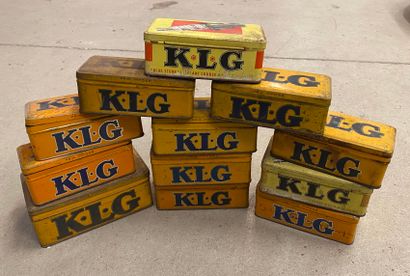 Set of 12 KLG metal candle boxes.
As is.