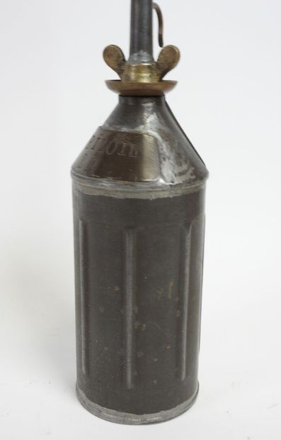 BP-Mobiloil tin-plate and brass cruet, circa...
