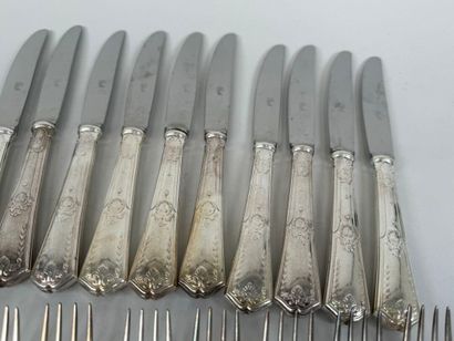 CHRISTOFLE.
Set of eight table forks in silver-plated...