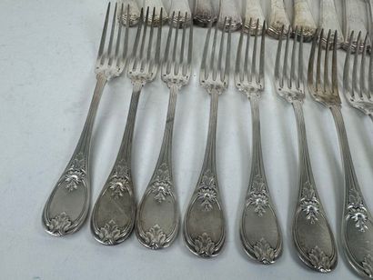 CHRISTOFLE.
Set of eight table forks in silver-plated...