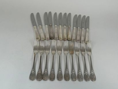 CHRISTOFLE.
Set of eight table forks in silver-plated...