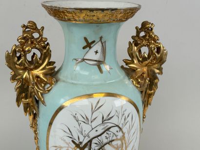Large polychrome porcelain church vase decorated...