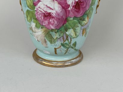 Large polychrome porcelain church vase decorated...