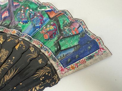 CHINA, Canton.
16-strand lacquer fan with...