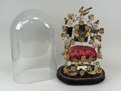Domed glass groom's globe with blackened...
