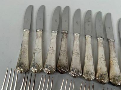 CHRISTOFLE.
Set of eight table forks in silver-plated...