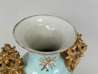 Large polychrome porcelain church vase decorated...