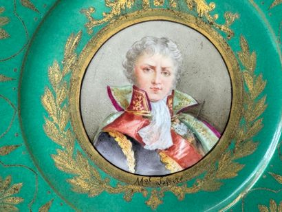 Porcelain dinner plate with green background...