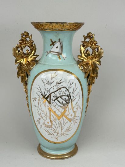 Large polychrome porcelain church vase decorated...