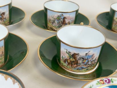 Lot of polychrome porcelain tases decorated...