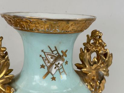 Large polychrome porcelain church vase decorated...