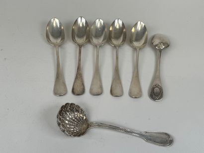 Lot in silver, Minerve hallmark comprising:
-...