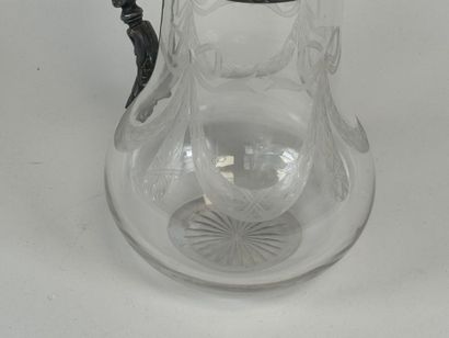 Crystal orangeade pitcher with engraved decoration...