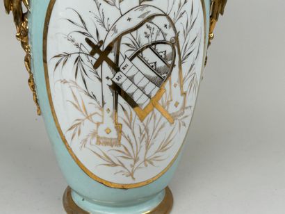 Large polychrome porcelain church vase decorated...
