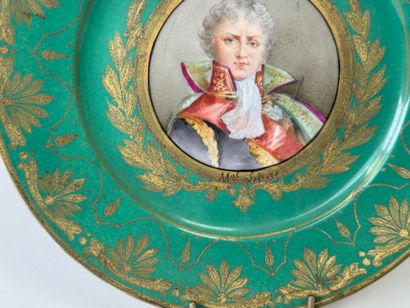 Porcelain dinner plate with green background...