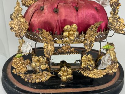 Domed glass groom's globe with blackened...