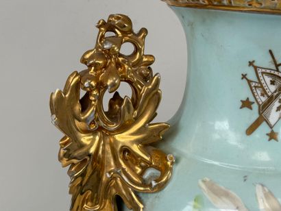 Large polychrome porcelain church vase decorated...