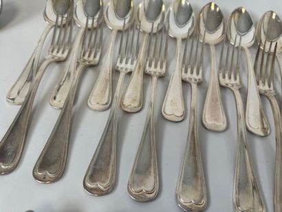 Part of a silver-plated menagère, net pattern,...