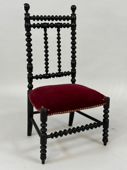 Small blackened and turned wood child's chair,...