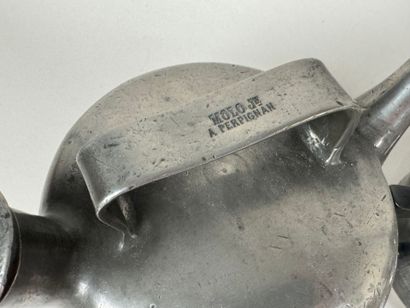 A pewter, metal and crystal set comprising...