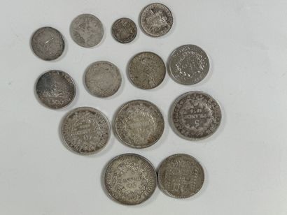 Lot of coins including : 
- one 50-franc...