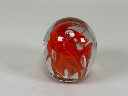 Boule sulfure presse-papier en verre coloré...