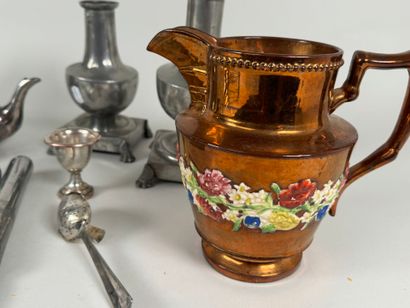 A pewter, metal and crystal set comprising...
