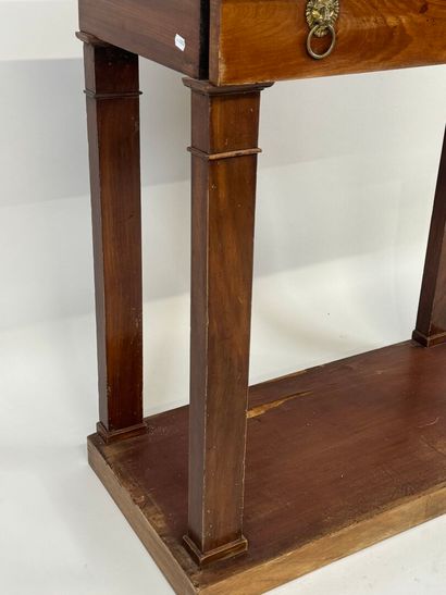 Mahogany veneered console, opening with a...