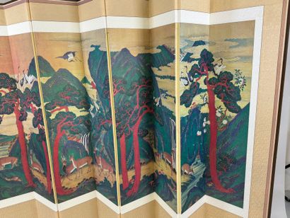 ASIA, 20th century.
Ten-leaf folding screen...