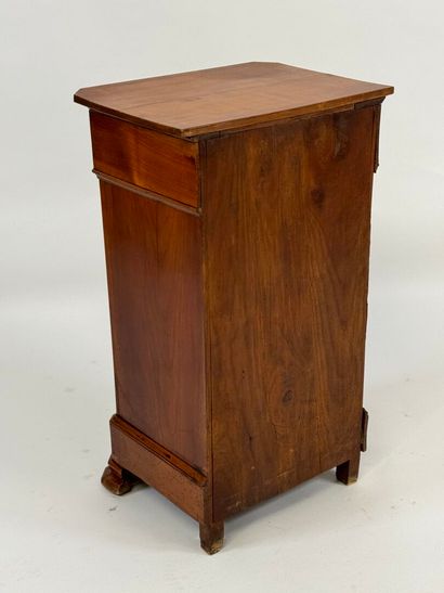Bedside table with a niche and a wooden shelf,...