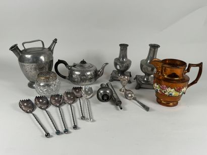 A pewter, metal and crystal set comprising...