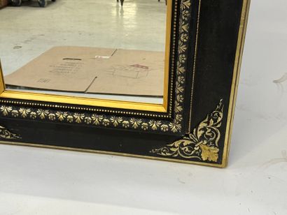 Rectangular mirror in blackened wood and...
