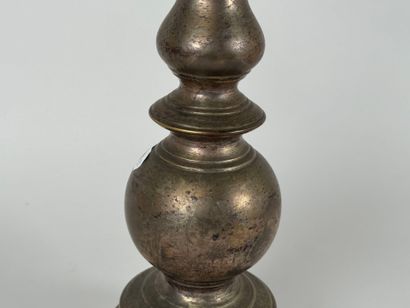 Metal candlestick, circular base.
Mounted...