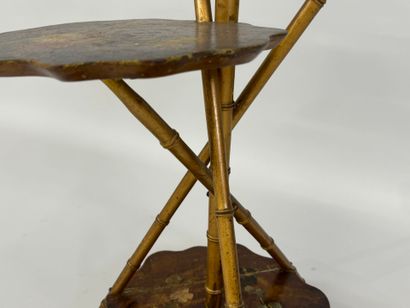 Small pedestal table with four trays, bamboo-style...