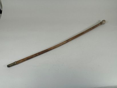 Wooden cane, braided rope knob, metal and...