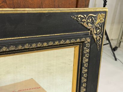 Rectangular mirror in blackened wood and...