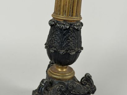 Regula and brass tripod torch, fluted shaft,...