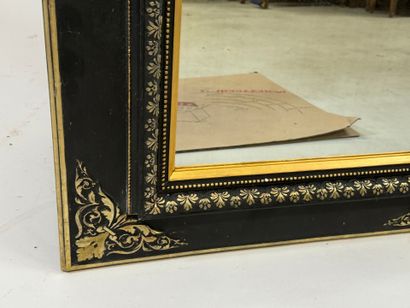 Rectangular mirror in blackened wood and...
