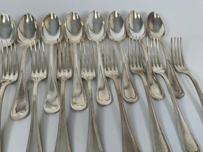 Part of a silver-plated menagère, net pattern,...