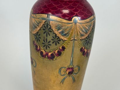 Polychrome ceramic lamp base decorated with...