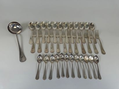 Part of a silver-plated menagère, net pattern,...